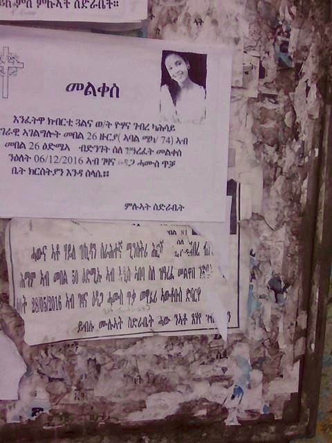 Notice of death of on border Asmara, smuggled out by Freedom Friday