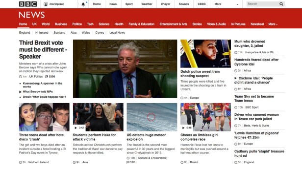 BBC Online 11.00 Monday 18 March 19