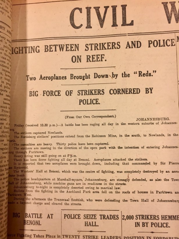 Rand Revolt Cape Times 11 March 1922