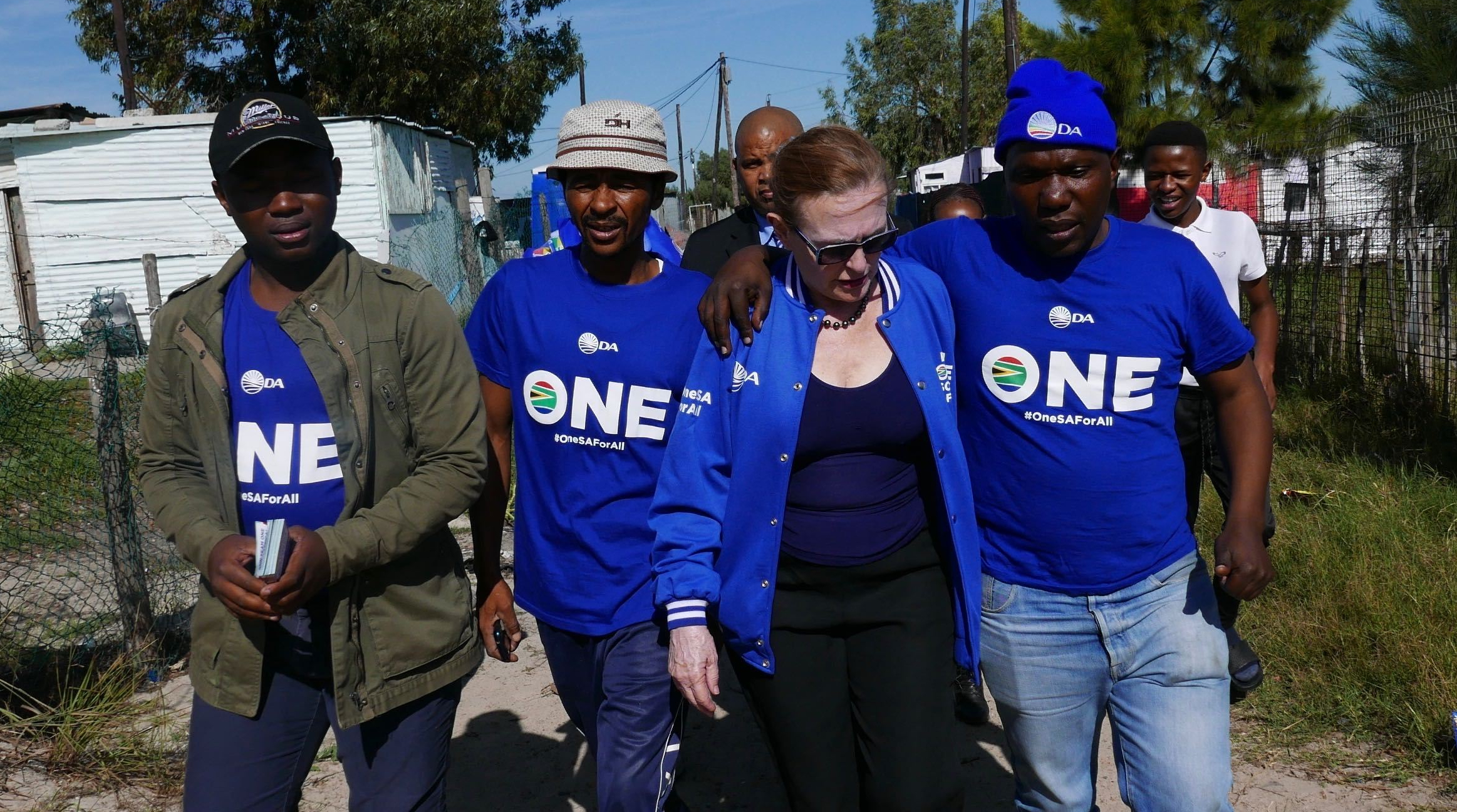 Helen Zille with supporters in Green Park Cape Town