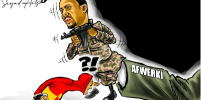 Cartoon Abiy puppet