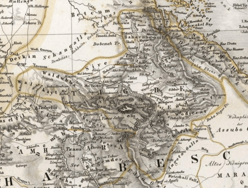 1840 Map of Ethiopia showing Tigray