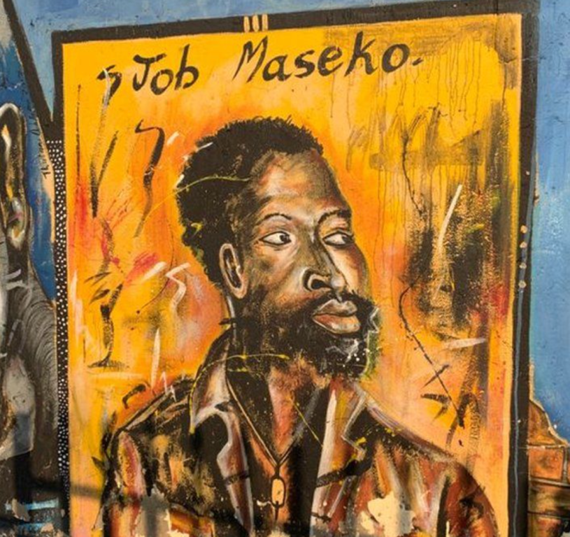 Job Maseko mural in his hometown, BBC