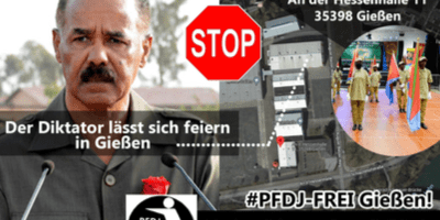 Ban PFDJ Giessen Festival campaign