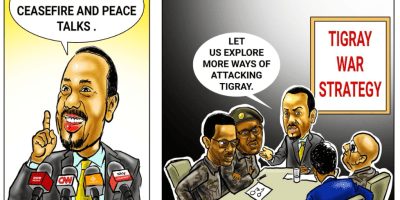 Abiy talks peace, plans for war cartoon