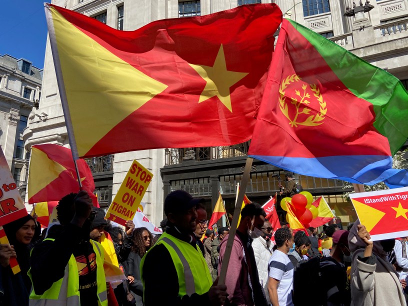 Eritreans and Tigrayans demonstrate in London against the Tigray war 2020