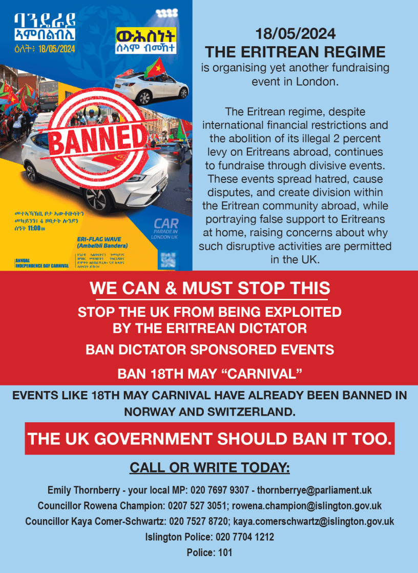 Blue revolution calls for London festival 18 May to be banned