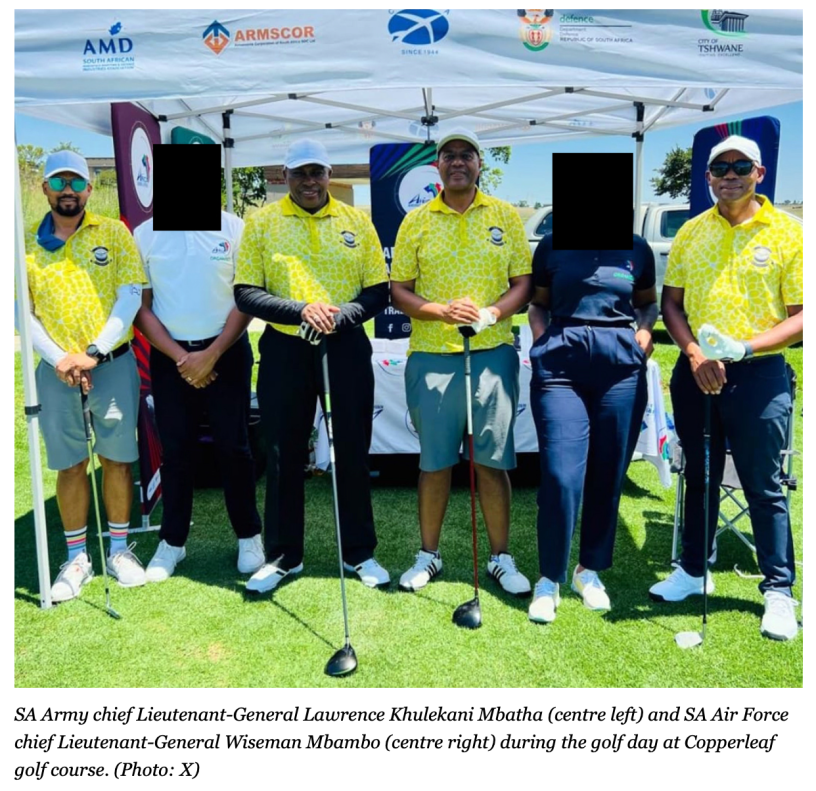 South African officers play golf as their troops die in Goma