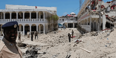 Mogadishu after bombing of hotel, BBC