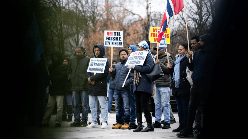 Norwegian Eritreans protest against regime supporters