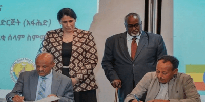 AU Deputy Chairperson Selma Malika Haddadi, IGAD Deputy Secretary Mohamed Abdi Ware, Arega Kebede—the puppet head of the Amhara regional state—and Masresha Sete—a dismissed former Fano member.