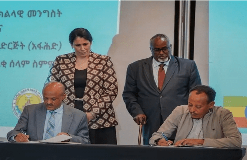 AU Deputy Chairperson Selma Malika Haddadi, IGAD Deputy Secretary Mohamed Abdi Ware, Arega Kebede—the puppet head of the Amhara regional state—and Masresha Sete—a dismissed former Fano member.