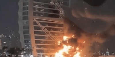 Dubai’s famous Burj Al Arab hotel engulfed in flames after being ‘hit by suicide drone’ during Iran attack