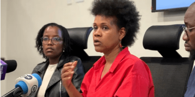 Tanzanian activist Maria Sarungi Tsehai speaks at a press conference in Nairobi following her brief abduction in January 2025