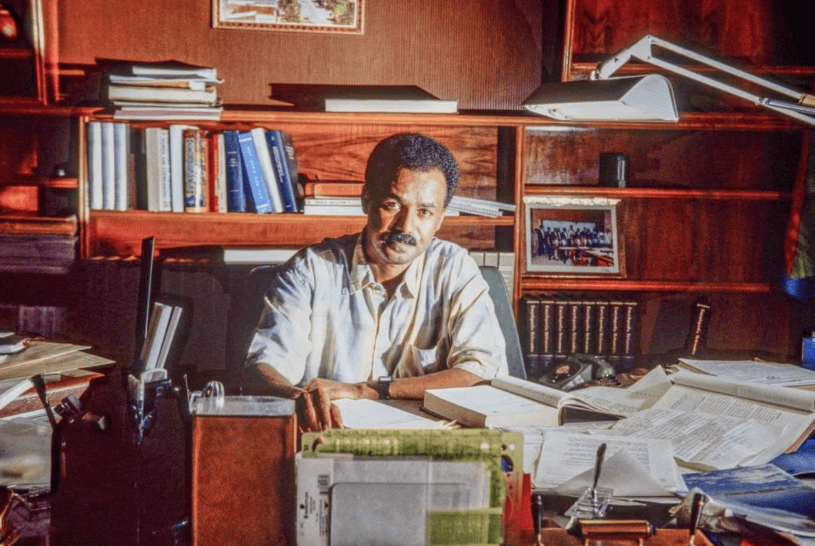 Isaias Afwerki in his office, Asmara, 1991
