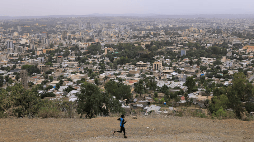 Man runs above Mekelle