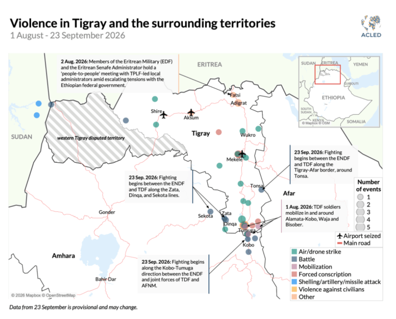 ACLED map of Tigray conflict