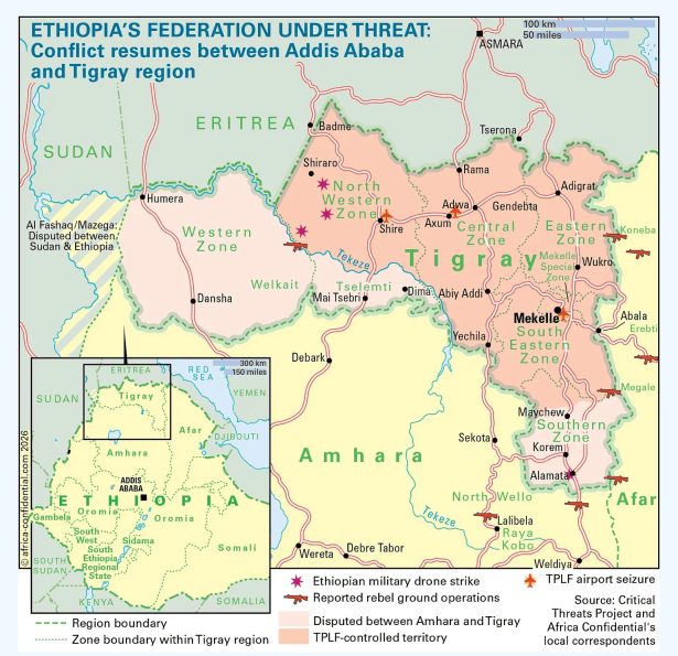 Africa Confidential Ethiopia war map 26 September 2026